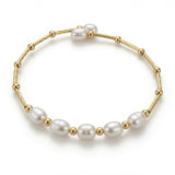 Yellow Color Cultured White Pearls Bracelet