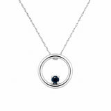 White Gold Sapphire Circle Necklace