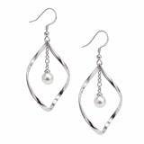 Round Cultured White Pearl Curve Earring