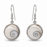 Silver Shiva Shell Round Dangle Earrings
