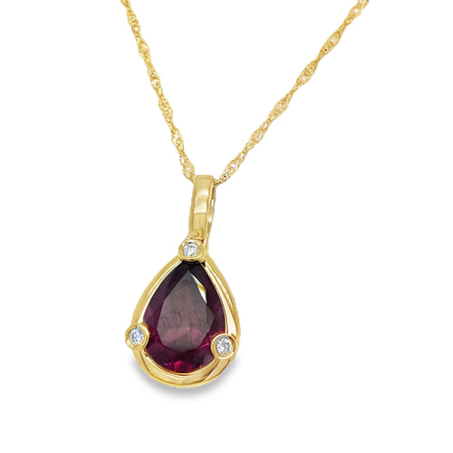 Pear Shape Garnet & Diamond Necklace