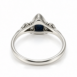 Silver Blue Druzy Ring with Scrollwork Design