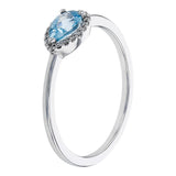 14K White Gold Aquamarine & Diamond Ring