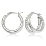 Silver Double Hoop Earrings