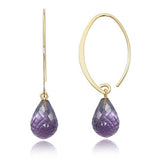 Amethyst Simple Sweep Earrings in Yellow Gold