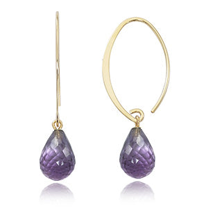 Amethyst Simple Sweep Earrings in Yellow Gold