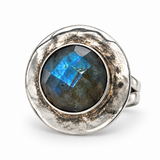 Silver Round Labradorite Ring