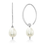 Silver Simple Sweep Freshwater Pearl Earrings
