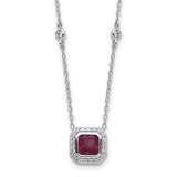 Fancy Lab Cread Ruby & CZ Station Necklace
