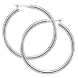Siver  3x40 MM Hoop Earrings