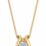 14K Yellow Gold Diamond Omega Pendant Necklace