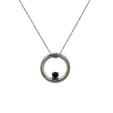 14 Karat White Gold Sapphire Circle Pendant Necklace