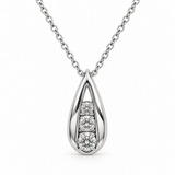 White Gold Three-Stone Diamond Teardrop Necklace