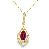 Pear Shape Rubelite & Diamond Necklace