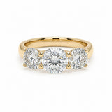 Yellow Gold Natural Three-Diamond Ring