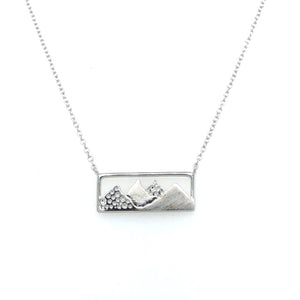 SS Small Hammered Rectangle Mtn Necklace