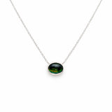 Sterling Silver Oval Opal Necklace