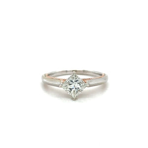 Two-Tone Princess Cut Engagement Ring