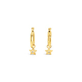 14KY Star Dangle Earrings w/ Diamonds