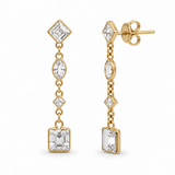 18K Yellow Gold White Topaz Drop Earrings