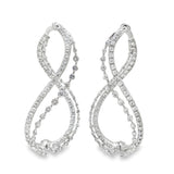 14K White Gold Diamond Infinity Twist Hoop Earrings