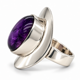Sterling Silver Oval Amethyst Ring
