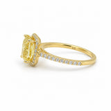Yellow Gold Fancy Vivid Yellow Lab Grown Diamond Halo Ring