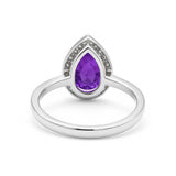 Pear Shape Amethyst & Diamond Ring