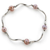 Station Bracelet with Silver Bar & Cultured Pink Pearl
