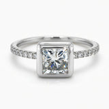 Cushion-Cut Bezel Diamond Engagement Ring