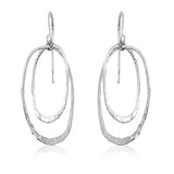 Sterling Silver Mini Dual Oval Hammered Orbit Earrings