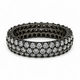 Black Rhodium 3 Row Full Eternity Pave Diamond Ring