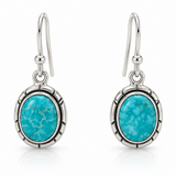 Silver Oval White Water Turquoise Dangle Earrings