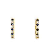 14 Karat Yellow Gold Sapphire & Diamond Hoop Earrings