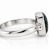 Sterling Silver Emerald Cut Moss Agate Ring
