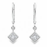 Square Bezel Diamond Set Leverback Earrings