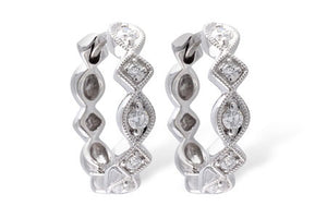 14KW Diamond Geometric Hoop Earrings