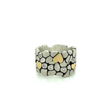 Two-Tone Boulder Mountain Ring w/ Diamonds & 5 Gold Hearts