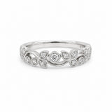14 Karat White Gold Diamond Milgrain Band