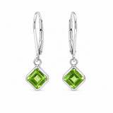 Square Peridot Leverback Earrings