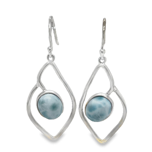 Oval Shape Larimar Earrings