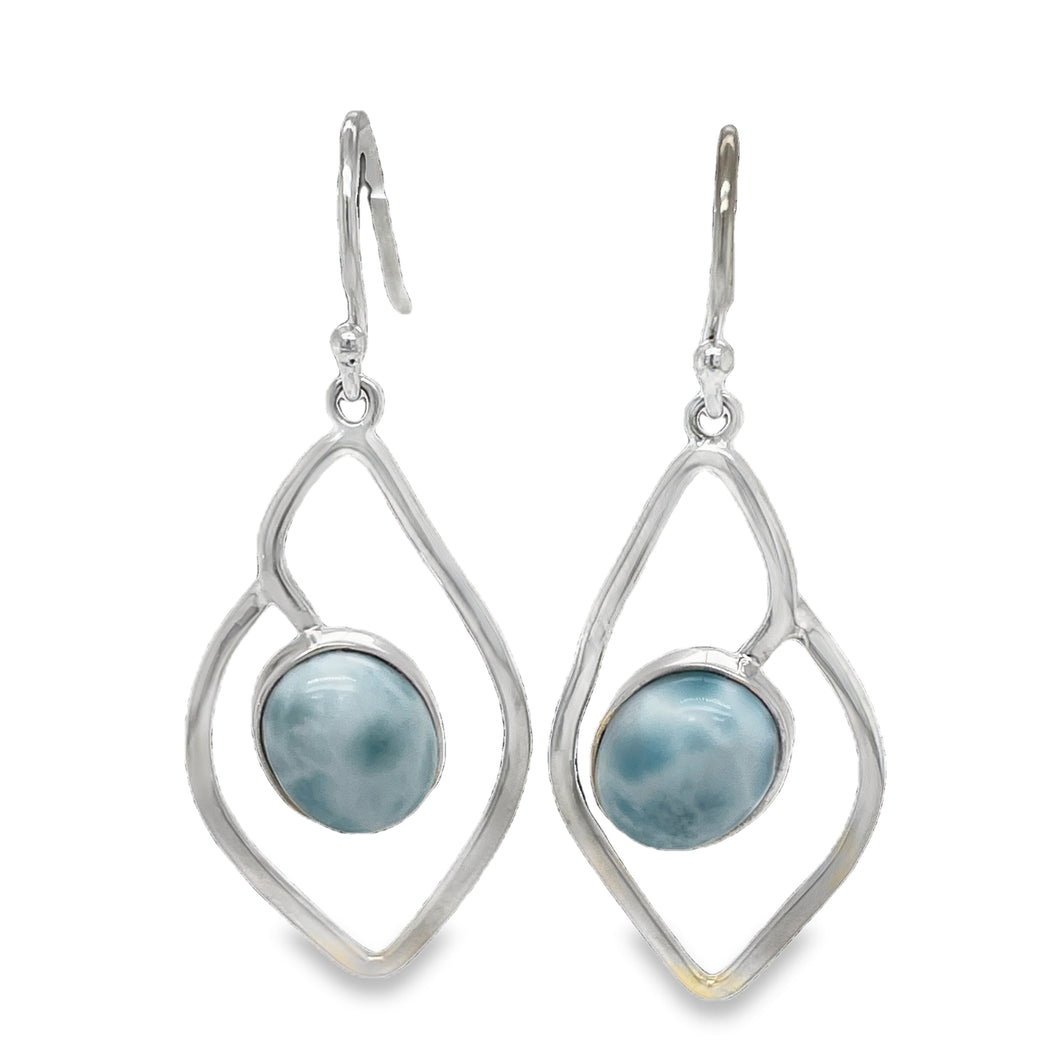 Oval Shape Larimar Earrings