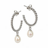 Twisted Pearl Hoop Earrings