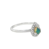 14 Karat White Gold Opal & Diamond Ring