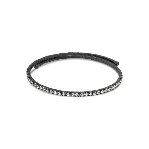 Oxidized Silver Crystal Wrap Bracelet