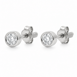 14K White Gold Bezel Set Diamond Stud Earrings