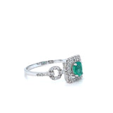 14KW Emerald and Open Diamond Halo Ring