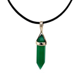 Green Onyx Crystal Point Pendant with Black Cord