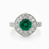 Round Emerald & Diamond Ring