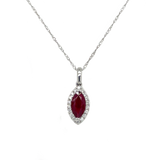 Marquise Ruby & Diamond Halo Necklace